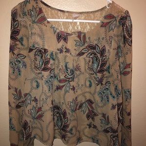 Tan Paisley Print Top